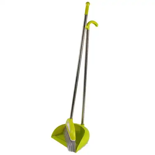 永康厂家批发不锈钢杆塑料笤帚家居清洁扫把簸箕套装软毛组合畚斗