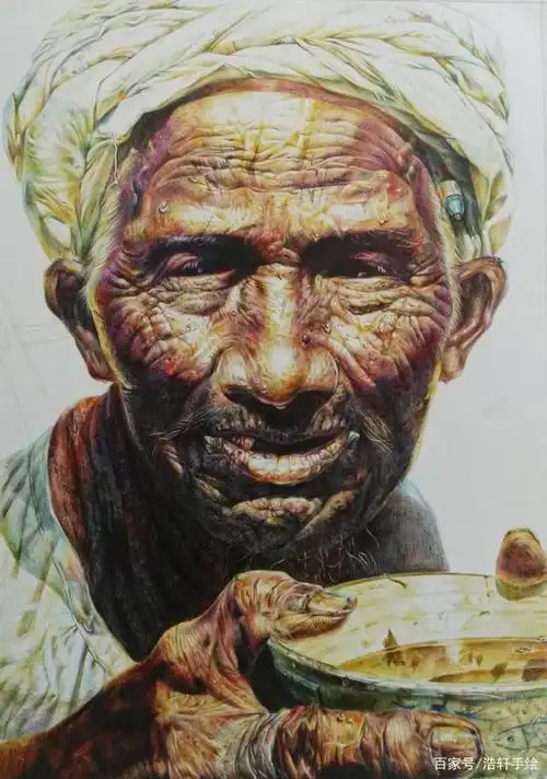 彩色圆珠笔作品《父亲》