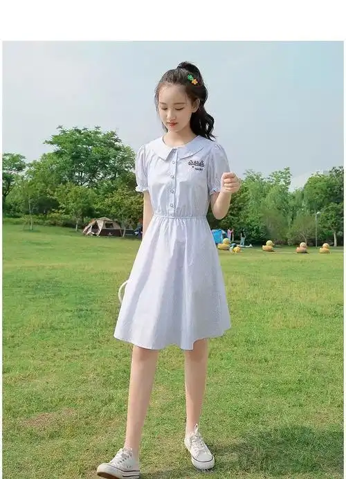 娃娃领初高中连衣裙女2022新款夏装学院风甜美小清新少女裙子中学生