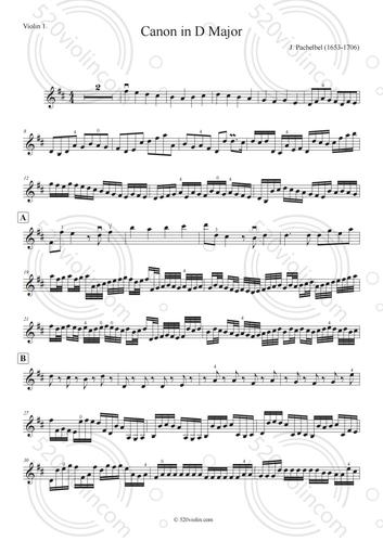 卡农小提琴琴谱canon in d major-j. pachelbel (1653-1706)-pdf