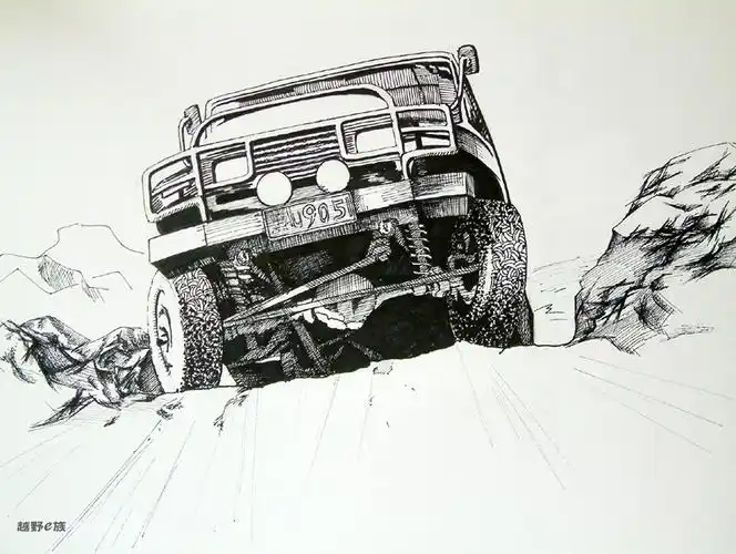 女儿画的越野车插画