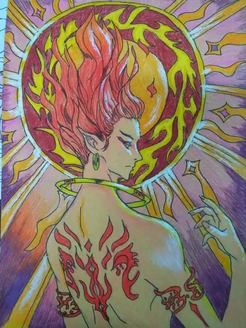 山海经人物之火神祝融六年级生上色稿