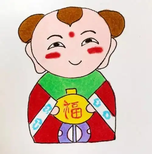 惠山泥人彩色简笔画