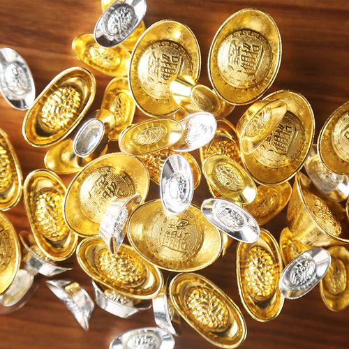 铜欣祥合金仿真金银元宝小号摆件家居装饰工艺品客厅摆件