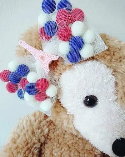 bonbon baby糖果球球手工发夹_巴黎铁塔款