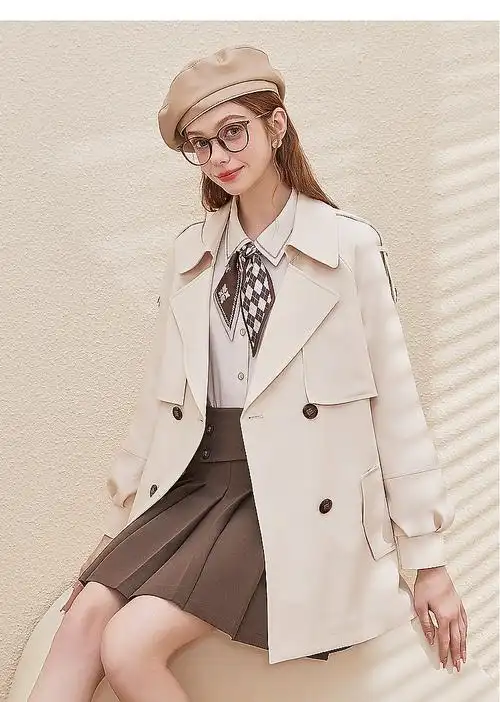 英伦风学院风爆款中长款风衣外套女高级感洋气春秋款女装上衣