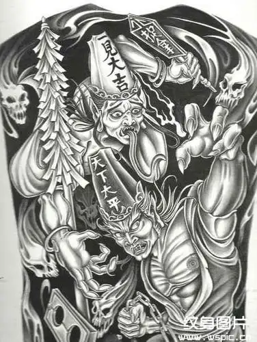 黑白无常纹身素材手稿图