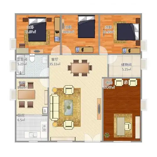 农房4室2厅1卫1厨151.00㎡户型图