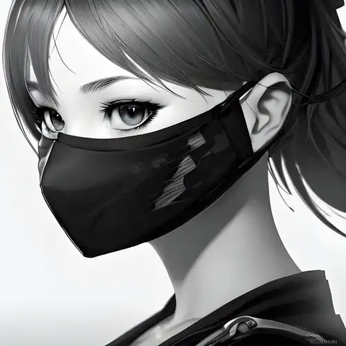 霸气女生头像 戴口罩 黑白