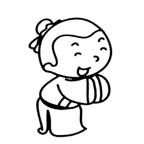 古代儿童简笔画涂色