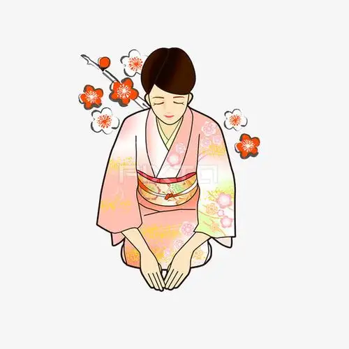 跪地鞠躬的日本女人