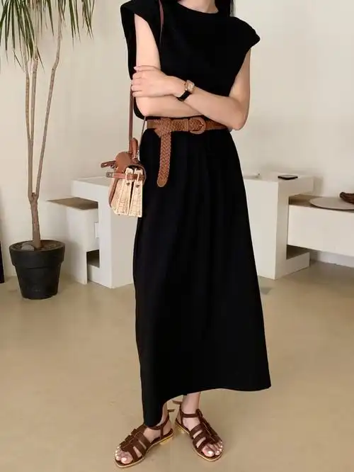 chic百搭连衣裙配腰带