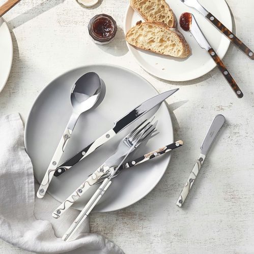 法国sabre paris黑白沙丘不锈钢高级西餐具叉勺子送人套装