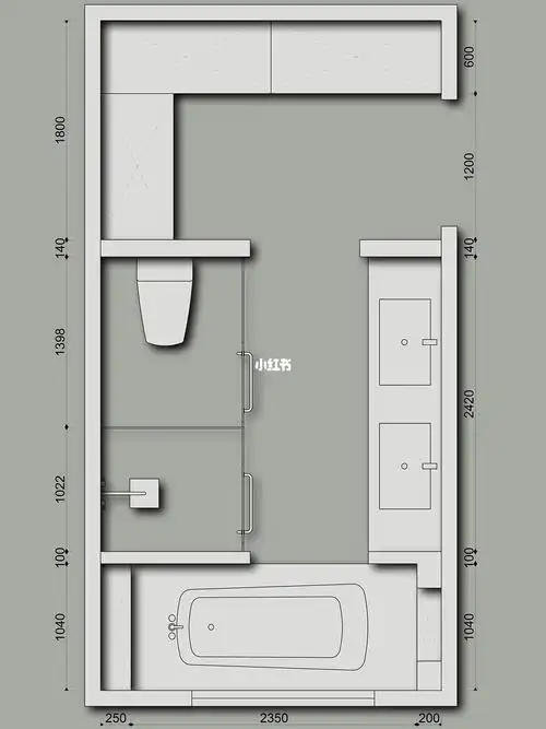 面积大小不同的卫生间布局