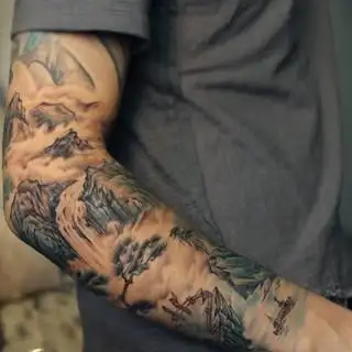 山水满背未完成_纹身大咖图库