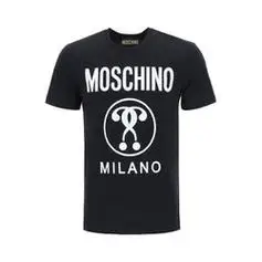 moschino莫斯奇诺春夏圆领短袖t恤男装黑色撞色图案印花时尚舒适48