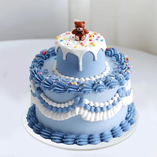 生日蛋糕模型仿真2020网红双层卡通裱花创意定制仿真水果