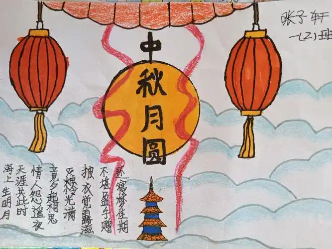 "弘扬传统文化,继承传统美德——茂南一小庆中秋,迎国庆画展"一年级小