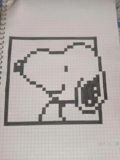 格子像素画史努比