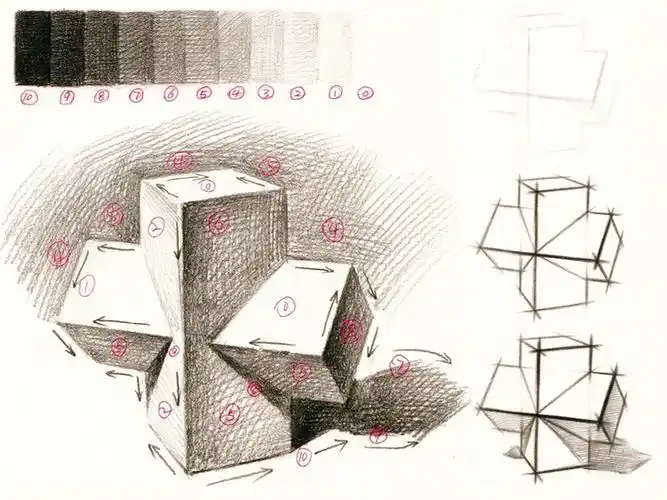 素描静物长方体穿插体超详细绘画步骤