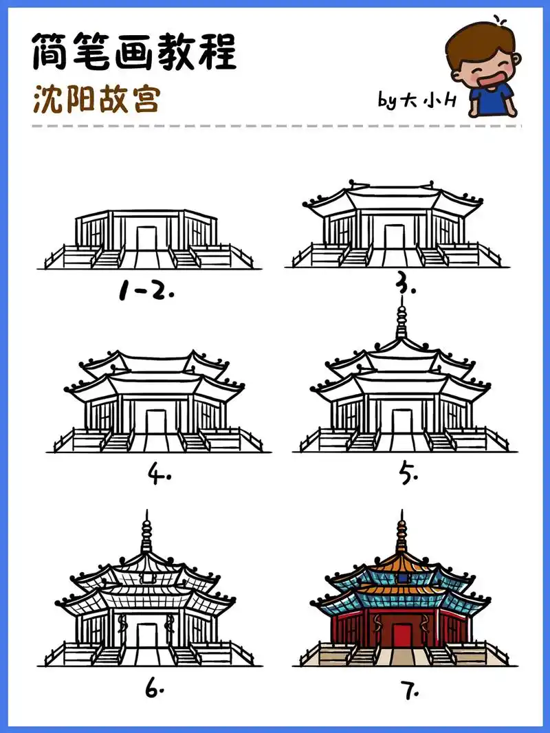 辽宁沈阳故宫,地标建筑简笔画教程36.地标建筑简笔画教程36 - 抖音