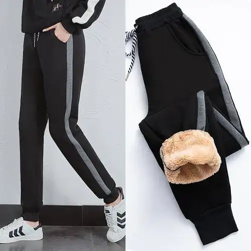 羊羔绒运动裤女加绒加厚秋冬宽松裤子冬季休闲卫裤外穿保暖棉裤女