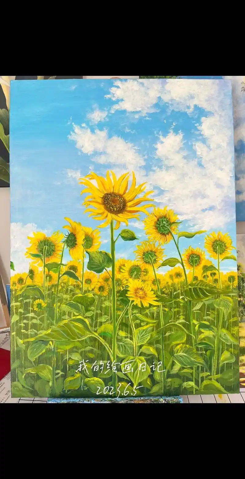 丙烯画向日葵
