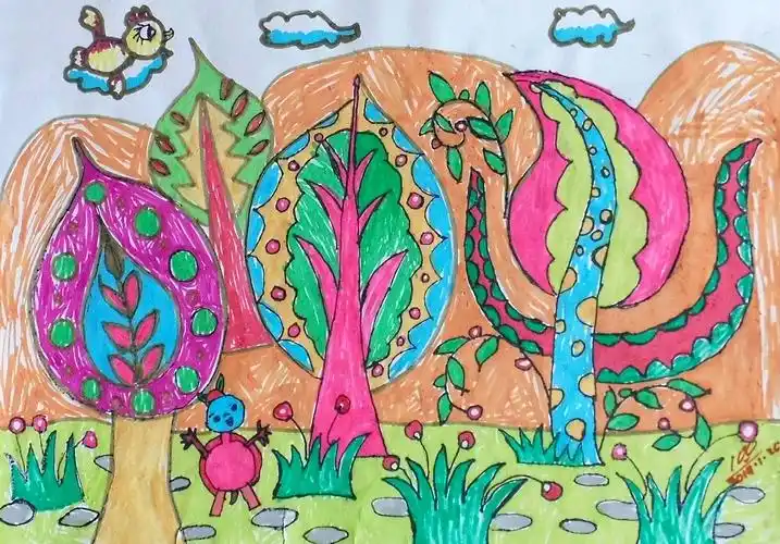 少儿书画作品-植物园/儿童书画作品植物园欣赏_中国少儿美术教育网