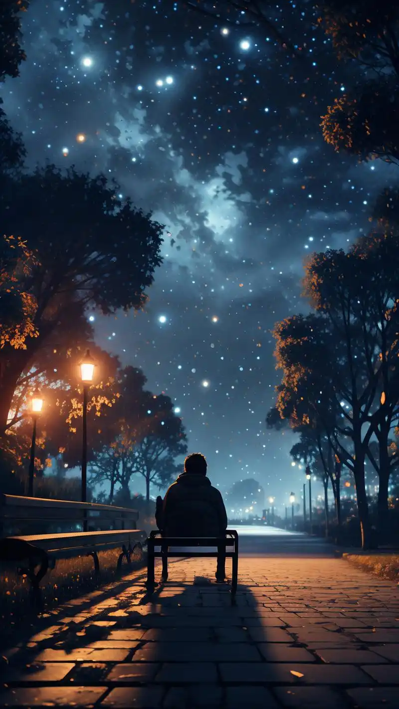 💔夜晚灯光下的伤感心碎壁纸🌃 在寂静的夜晚,灯光映照出无尽的