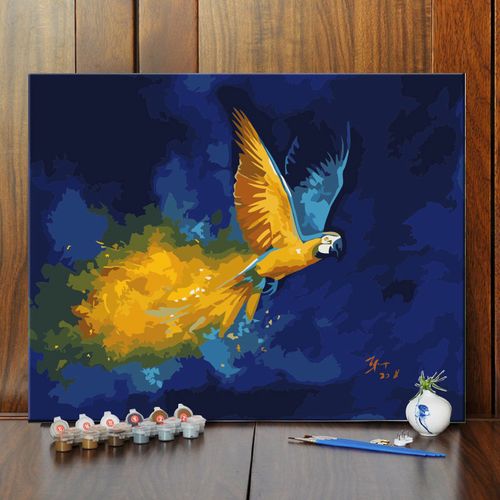 diy/数字油画动物鹦鹉丙烯颜料油彩画手绘填色客厅卧室书房装饰画