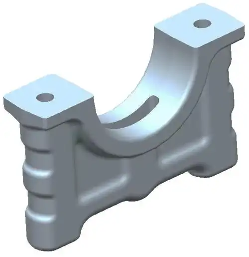 设计产品用于埋铸在发动机气缸体下体内,强化气缸体下体强度,固定曲轴