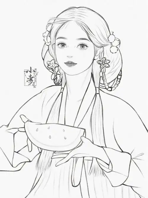 少女线稿  #寻找小红书绘画大神  #佳儿绘画挑战营  #速写人物  #古风