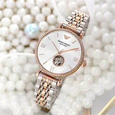 阿玛尼armani 手表女款时尚满天星镂空自动机械之心腕表ar60019 欧美