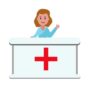 卡通手绘医院服务台原创元素