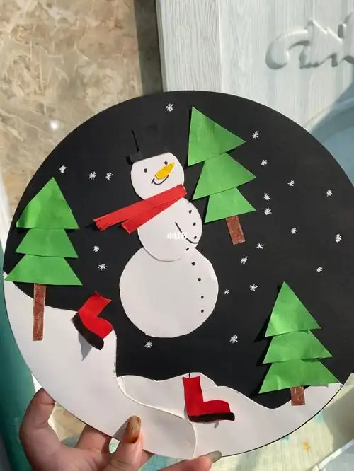 冬日的雪人_冬天去哪玩_手工制作_手工剪贴画_兴趣爱好_手工