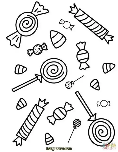 100种糖果棒棒糖棉花糖汽水糖跳跳糖巧克力豆豆糖简笔画大全