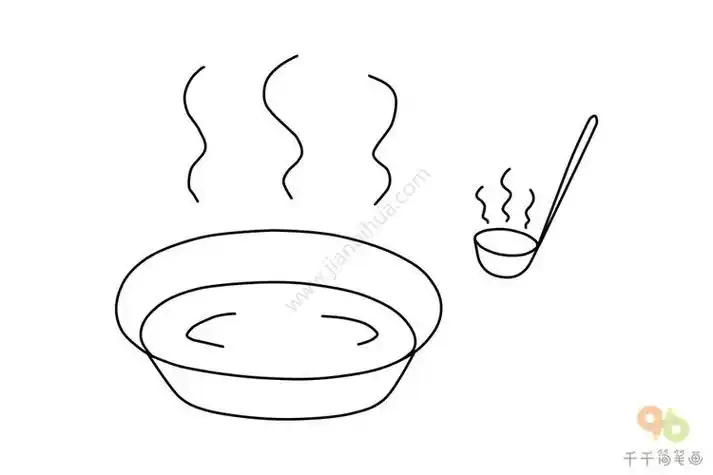 汤画法简笔画颜色