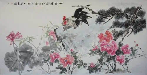 花鸟画 八尺整纸     卢东作品