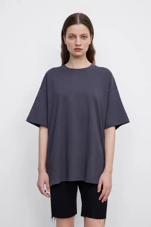 ur2022秋季新品女装潮流宽松落肩袖棉质薄短袖t恤wv31s4mn2001中灰l