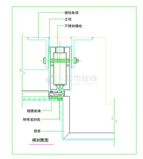 [节点详图]某吊挂式玻璃幕墙(六)构造详图_通用节点详图_土木在线