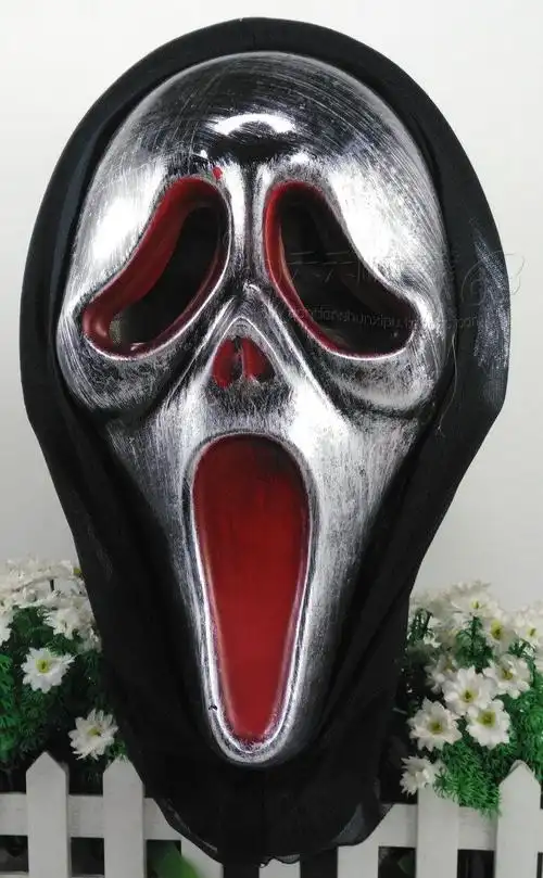 万圣节舞会道具鬼节恐怖鬼脸单片白皮彩色魔鬼面具尖叫骷髅面具