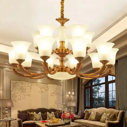 欧式吊灯客厅灯简欧复古卧室大厅灯轻奢大气餐厅灯锌合式灯具