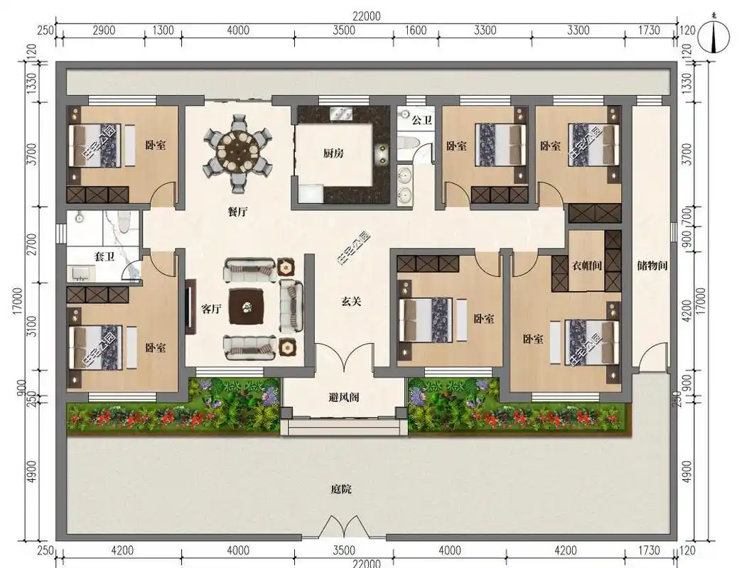 农村建房一定要因地制宜,22*17 m的欧式院落,后院墙的优点很多