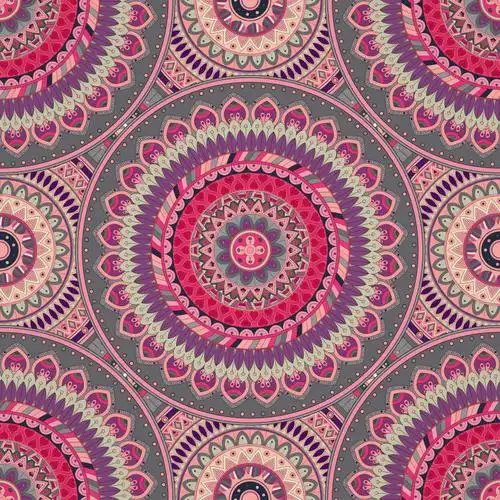 曼荼罗花纹的彩色背景矢量设计图片-矢量的曼荼罗花纹背景素材-高清
