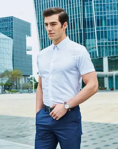 男装夏季新品商务时尚修身短袖男式衬衫