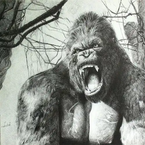 钢笔画# #金刚# #插画# #点画# #手绘