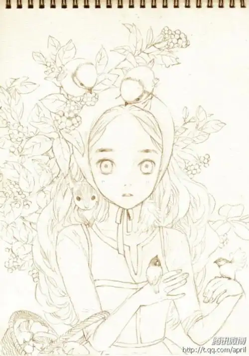 413张美少女插画手绘线稿精选集高清日本风女生漫画黑白手稿素材大全