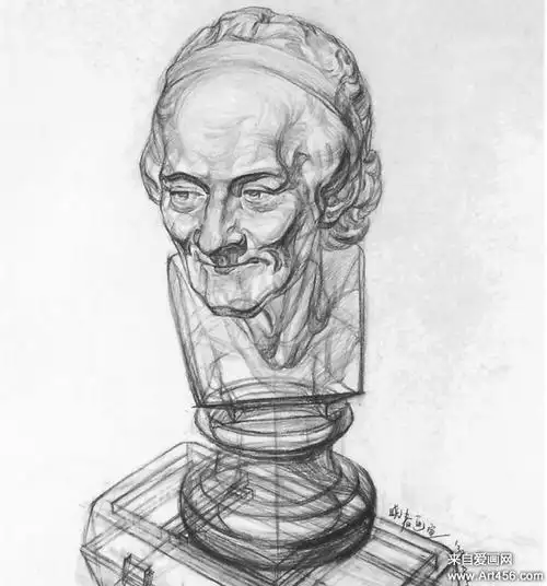 素描石膏像伏尔泰作品欣赏