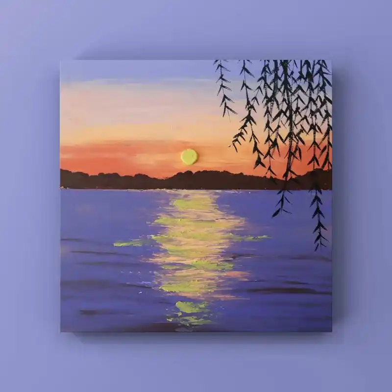 油画棒·日落·附教程."如果你也刚好看到黄昏,那就当做是我们 - 抖音