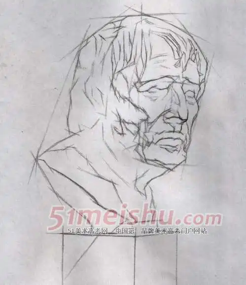 海盗塞内卡石膏像素描四分之三侧面图文详细教程